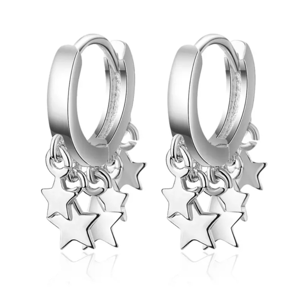 NEW EARRINGS 925 STERLING SILVER STAR EARRINGS - Picture 1 of 5